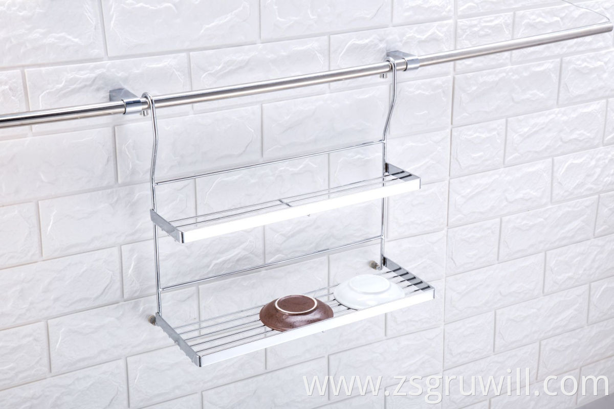 multi-tier wall mounted kitchen metal chromed storage hanging rack for oil paper